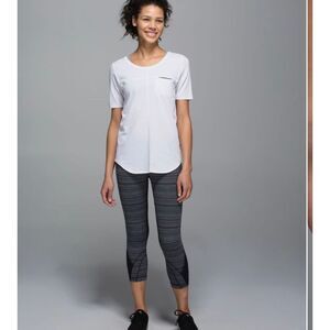 LULULEMON Women’s Cyber Stripe Deep Coal Black Run: Inspire Crop II (Mesh) Leggi